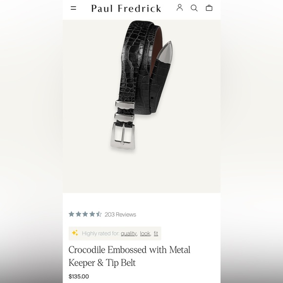 Paul Frederick Italian Embossed Belt - Picture 2 of 2